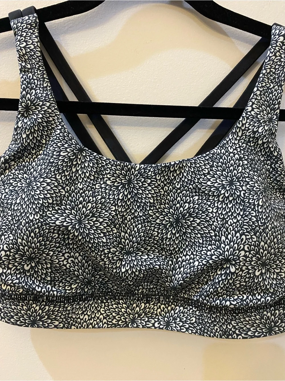 lululemon athletica Black & White Floral Strappy Sports Bra